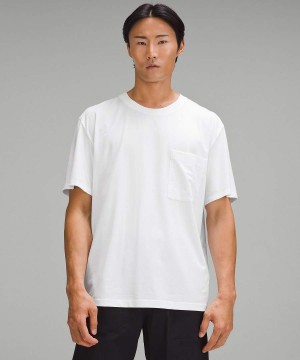 Lululemon Fundamental Oversized Pocket T-shirt Herr Vita Sverige | WGNEHV680