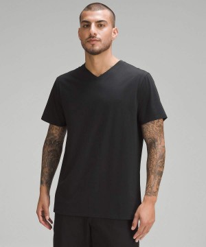 Lululemon Fundamental V-Neck T-shirt Herr Svarta Sverige | GIOAHQ247