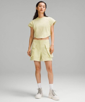 Lululemon Heavyweight Bomull Mock-Neck T-shirt Dam Gula Sverige | VQCNAS941