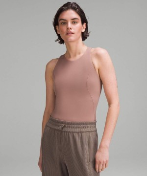 Lululemon High-Neck Tight-Fit Shelf Bodysuit Body Dam Rosa Sverige | WCIYKE921