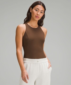 Lululemon High-Neck Tight-Fit Shelf Bodysuit Body Dam Choklad Sverige | SLTCOB790