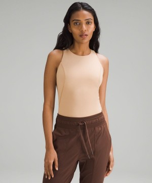 Lululemon High-Neck Tight-Fit Shelf Bodysuit Body Dam Beige Sverige | MZSNHF210