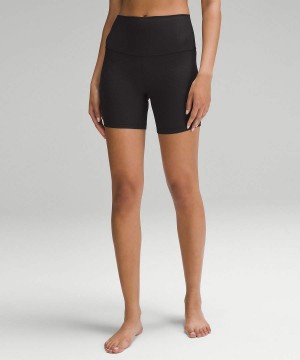 Lululemon High-Rise 6" Grid Texture Yoga Shorts Dam Svarta Sverige | YHOJNV187