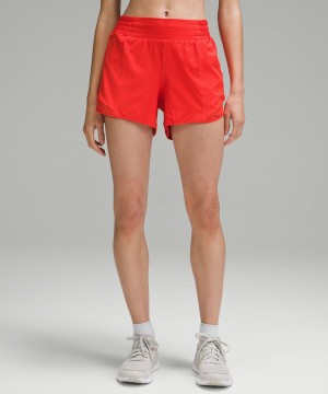 Lululemon Hotty Hot High-Rise Fodrade 4" Shorts Dam Röda Sverige | MGBUCY253