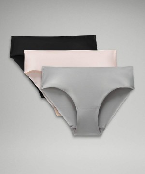 Lululemon InvisiWear Mid-Rise Bikini 3 Pack Underkläder Dam Silver Svarta Sverige | IDOHTX935