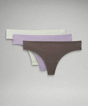 Lululemon InvisiWear Mid-Rise String 3 Pack Underkläder Dam Lila Mörkgrå Sverige | IPVEXQ068