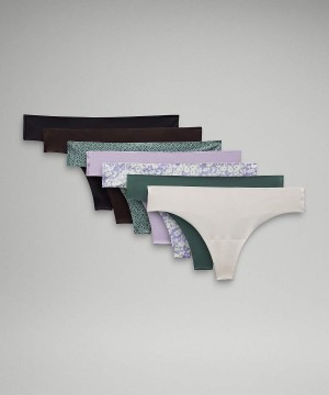 Lululemon InvisiWear Mid-Rise String 7 Pack Underkläder Dam Svarta Lila Lila Sverige | WJYZBD496