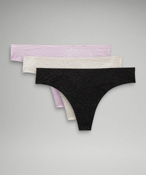 Lululemon InvisiWear Mid-Rise String Performance Spets 3 Pack Underkläder Dam Svarta Beige Rosa Sverige | OLXCYV467