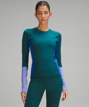 Lululemon Keep the Heat Thermal Colourblock Långärmad Tröja Dam Turkos Blå Mörklavendel Sverige | UCLQSG152