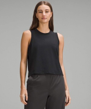 Lululemon Klassiska-Fit Bomull-Blend Linne Dam Svarta Sverige | LJVDTP732