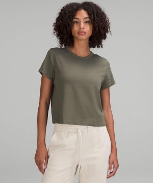 Lululemon Klassiska-Fit Bomull-Blend T-shirt Dam Mörkgröna Sverige | NSVRIB567