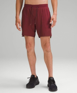 Lululemon License to Train Fodrade 7" Engineered Shorts Herr Lila Röda Vinröda Sverige | LMNZSW896