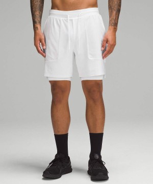 Lululemon License to Train Fodrade 7" Everlux Shorts Herr Vita Sverige | QDECLM965