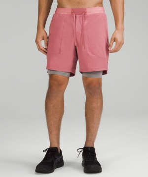 Lululemon License to Train Fodrade 7" Shorts Herr Rosa Sverige | UXBZGQ215