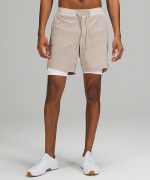 Lululemon License to Train Fodrade 7" Shorts Herr Beige Sverige | CXVPQD035