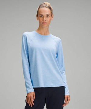Lululemon License to Train Klassiska-Fit Långärmad Tröja Dam Blå Sverige | HUQZTE674