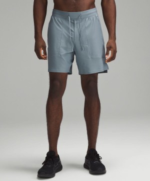 Lululemon License to Train Linerless 7" Pique Shorts Herr Blå Sverige | LDTWCS950