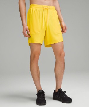 Lululemon License to Train Linerless 7" Pique Shorts Herr Gula Sverige | SNWYPZ149