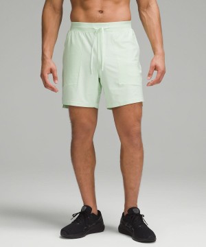 Lululemon License to Train Linerless 7" Pique Shorts Herr Gröna Sverige | HJYESX874