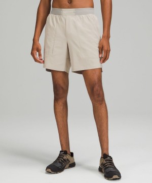 Lululemon License to Train Linerless 7" Shorts Herr Beige Sverige | WIQUAV701