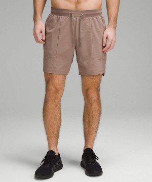 Lululemon License to Train Linerless 7" Shorts Herr Khaki Sverige | KDHBVQ408