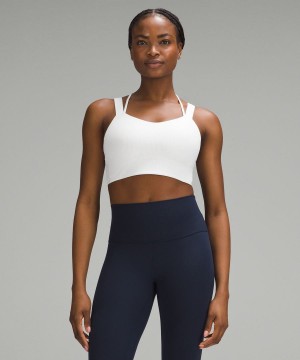 Lululemon Like a Cloud Longline Räfflad Bra Light Support, D/DD Cups Sport BH Dam Vita Sverige | OYBWPT314