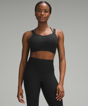 Lululemon Like a Cloud Longline Räfflad Bra Light Support, D/DD Cups Sport BH Dam Svarta Sverige | OAVZRM985