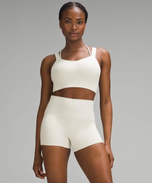 Lululemon Like a Cloud Longline Räfflad Bra Light Support, D/DD Cups Sport BH Dam Beige Sverige | SRZTJX015