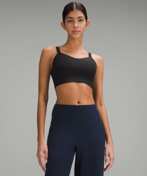Lululemon Like a Cloud Räfflad Longline Bra Light Support, B/C Cup Sport BH Dam Svarta Sverige | RVWXAY571