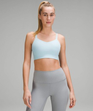 Lululemon Like a Cloud Räfflad Longline Bra Light Support, B/C Cup Sport BH Dam Ljusblå Sverige | ESXLNH146