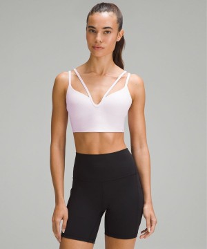 Lululemon Like a Cloud Snörade Longline Räfflad Bra Light Support, B/C Cup Sport BH Dam Rosa Sverige | TJCPRK671