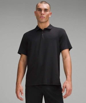 Lululemon Logo Sport Korta Sleeve Piketröja Herr Svarta Sverige | RPNVFZ724