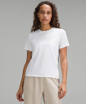 Lululemon Love Organic Bomull Hetero-Hem Crewneck T-shirt Dam Vita Sverige | QJEIAS724