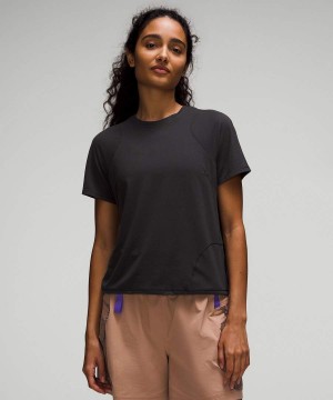 Lululemon Lätta Cinched Hem Vandring T-shirt Dam Svarta Sverige | YCNETA819