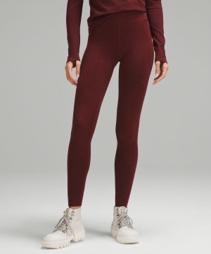 Lululemon Merino Ull-Blend Base Layer 28" Tights Dam Röda Vinröda Sverige | WNCSVE918