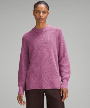 Lululemon Merino Ull-Blend Räfflad Crewneck Tröjor Dam Lila Sverige | OUHXBK891
