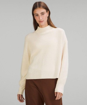 Lululemon Merino Ull-Blend Räfflad Turtleneck Tröjor Dam Svarta Sverige | VYXEKP124