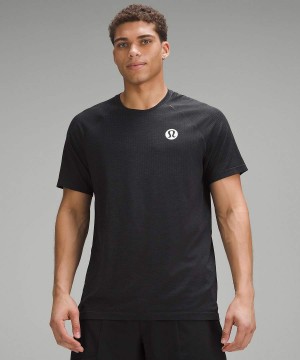 Lululemon Metal Vent Tech Korta-Sleeve Logo T-shirt Herr Mörkgrå Svarta Sverige | YJRNLG948
