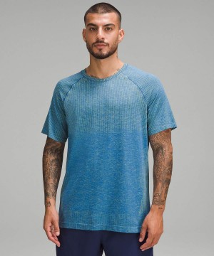 Lululemon Metal Vent Tech Korta-Sleeve T-shirt Herr Gula Blå Sverige | CNJEFA710