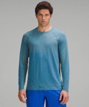 Lululemon Metal Vent Tech Långärmad Tröja Herr Gula Blå Sverige | PWBNUX182