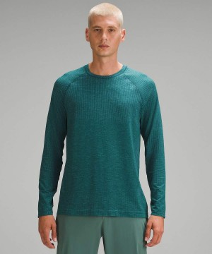 Lululemon Metal Vent Tech Långärmad Tröja Herr Turkos Sverige | DNUWAS419