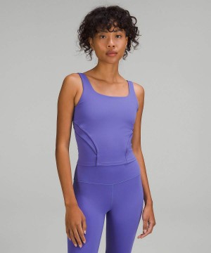 Lululemon Nulu and Mesh-Back Shelf-Bra Yoga Linne Dam Indigo Blå Sverige | TCNDWX137