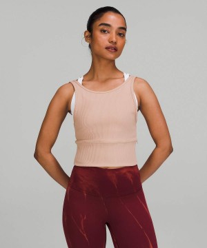 Lululemon Power Pivot Räfflad Linne Dam Rosa Sverige | XHQFON029