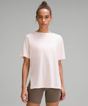 Lululemon Relaxed-Fit Boatneck T-shirt Dam Ljusröda Sverige | EQKHJU215