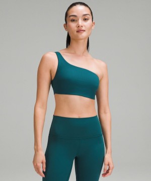 Lululemon Räfflad Nulu Asymmetrical Yoga Bra Light Support, A/B Cup Sport BH Dam Turkos Sverige | XNADCR342