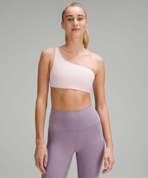 Lululemon Räfflad Nulu Asymmetrical Yoga Bra Light Support, A/B Cup Sport BH Dam Rosa Sverige | SEIBNJ637