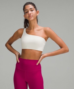 Lululemon Räfflad Nulu Asymmetrical Yoga Bra Light Support, A/B Cup Sport BH Dam Beige Sverige | JDZPQY876