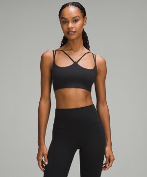 Lululemon Räfflad Nulu Snörade Yoga Bra Light Support, A/B Cup Sport BH Dam Svarta Sverige | OJSYPC209