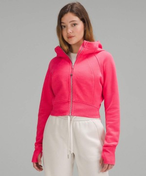 Lululemon Scuba Full-Zip Cropped Hoodie Dam Röda Sverige | TNWDXL395