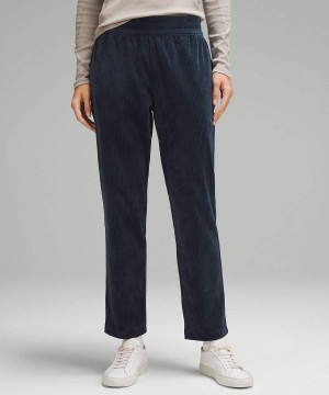 Lululemon Scuba Mid-Rise Hetero-Leg 7/8 Length Velvet Cord Byxor Dam Marinblå Sverige | NRVXBW714